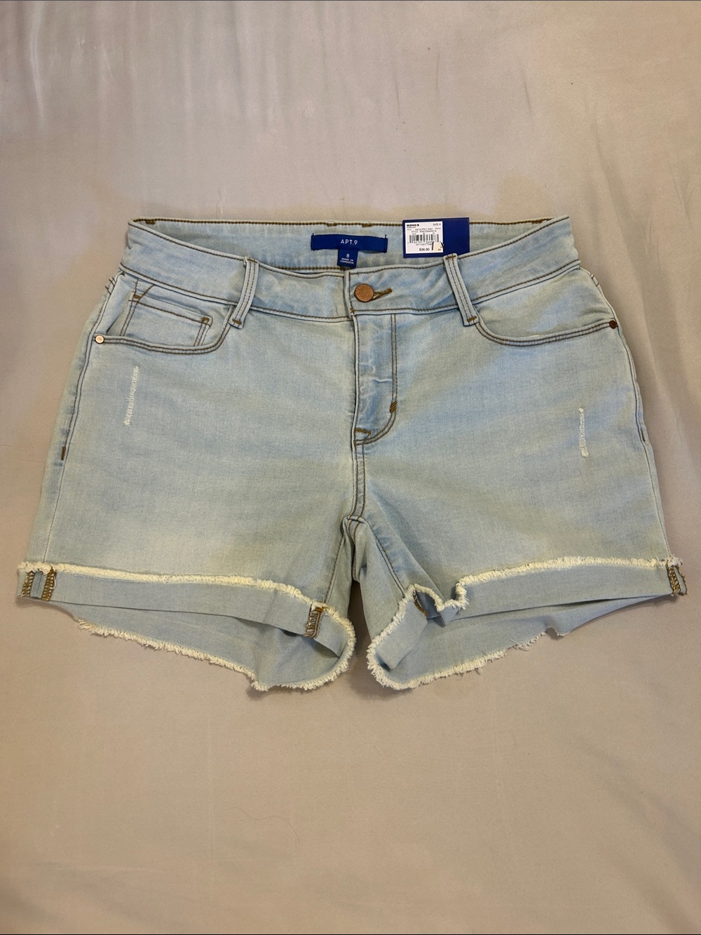 Apt. 9 Light Wash Denim Roll-Cuff Women's Shorts